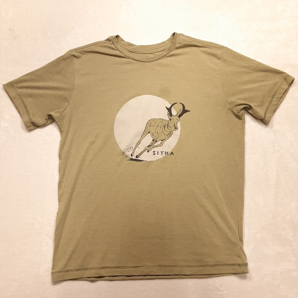 SITKA Gear Mens Lyle Hebel Cargo Heather Speeder Tee L Green SS Crew